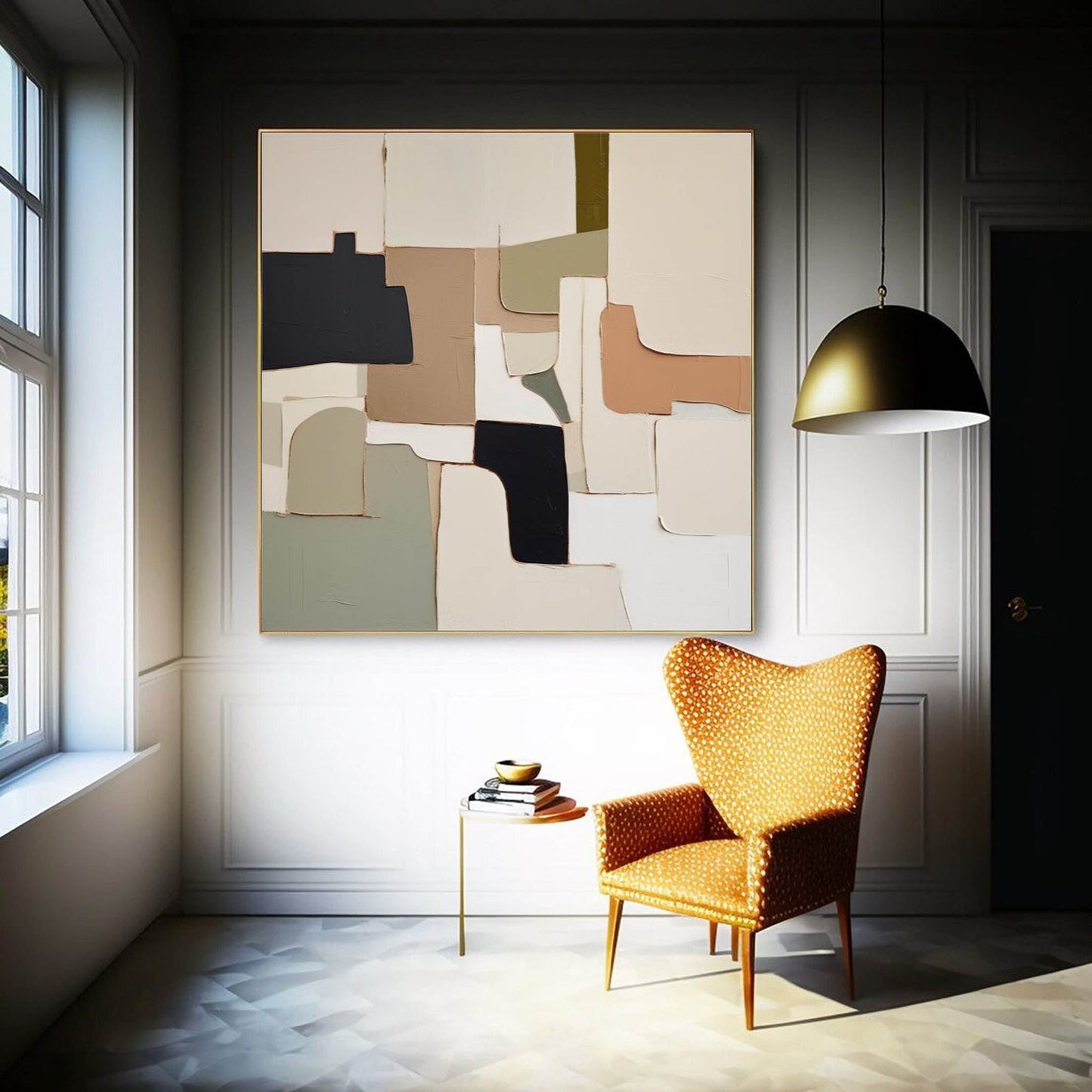 Terra Mosaic - Modern Minimal Earthy Wall Art with Black Accents