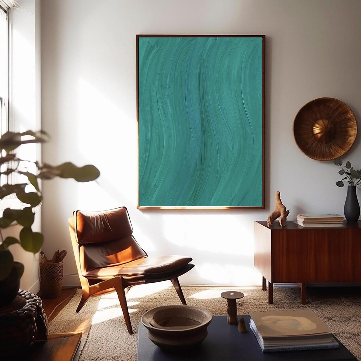 Deep Water - Moody Teal Abstract Painting with Flowing Texture