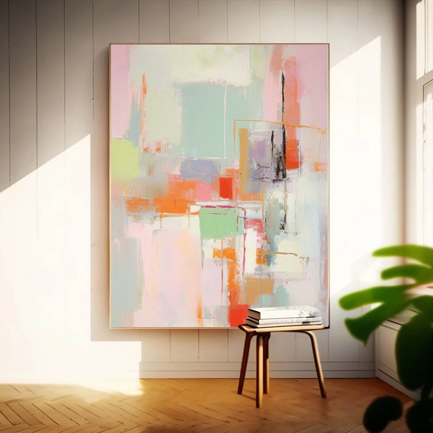 Pastel Cityscape - Geometric Wall Art Soft Abstract Painting