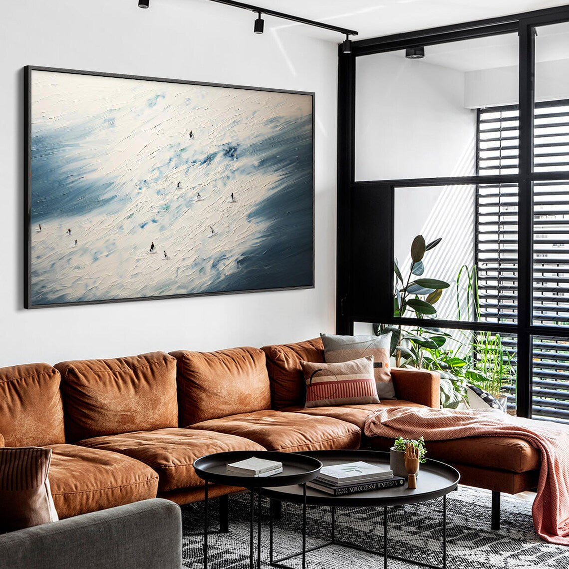 Mountain Panorama - Textured Ski Art and Snow Ski Wall Art