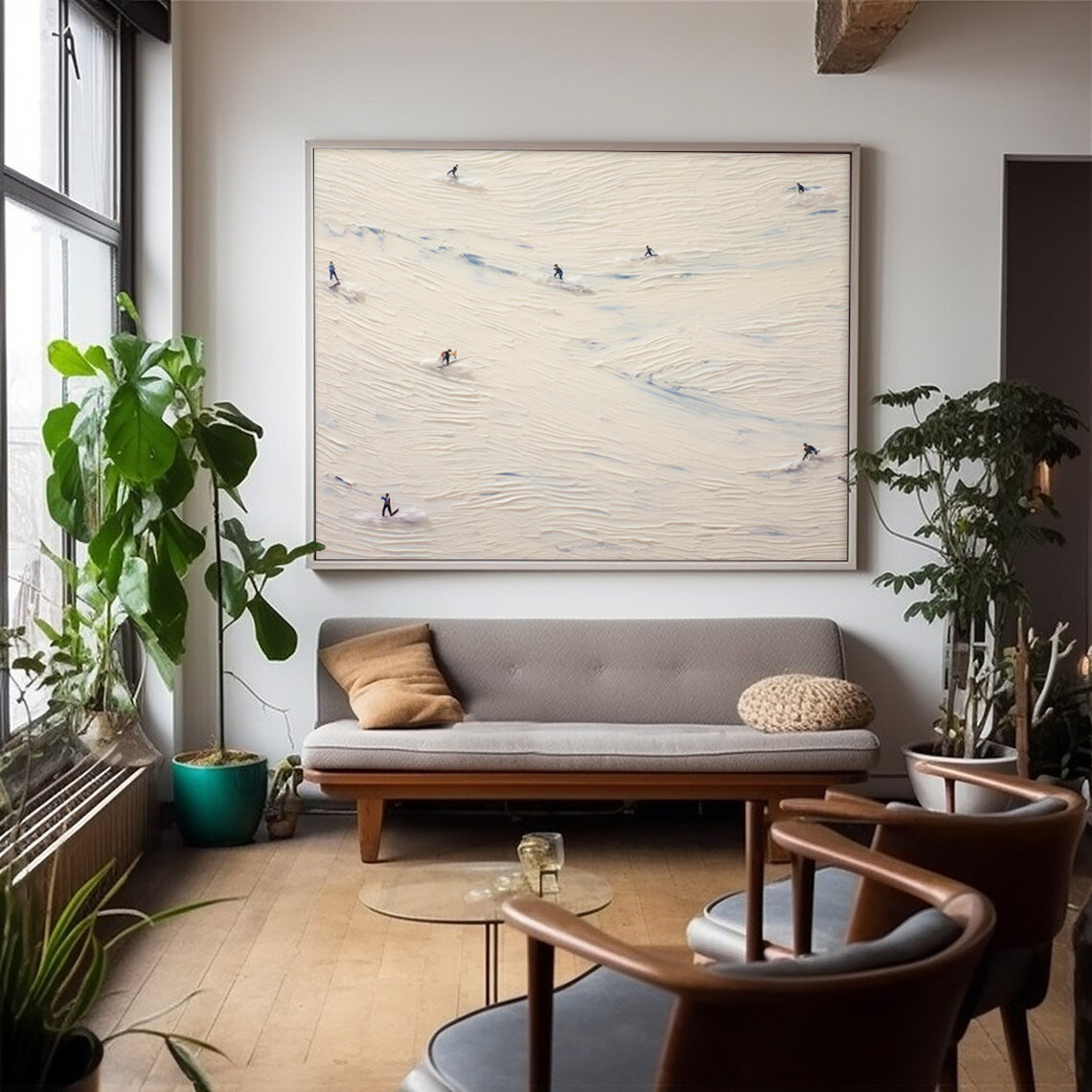 First Tracks - Panoramic Skiing Art and Textured Mountain Painting