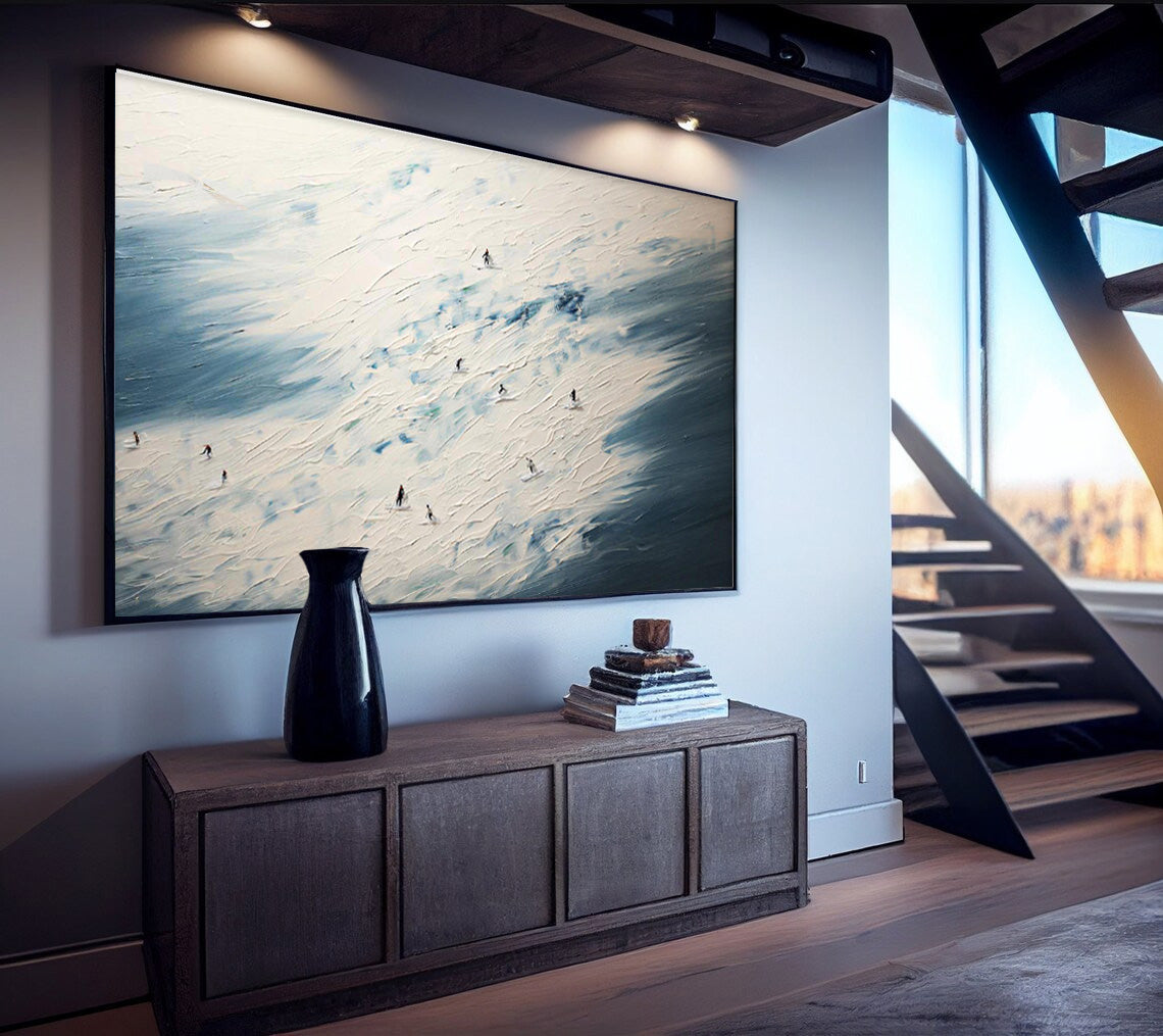 Mountain Panorama - Textured Ski Art and Snow Ski Wall Art