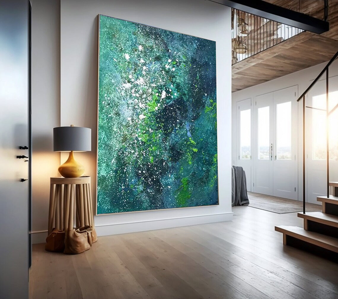 Deepwater Bloom - Textured Ocean Abstract Painting in Blue and Green