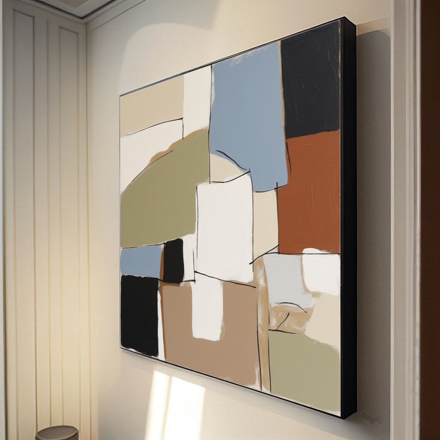 City Blocks - Modern Minimal Blue and Brown Art with Earth Tones