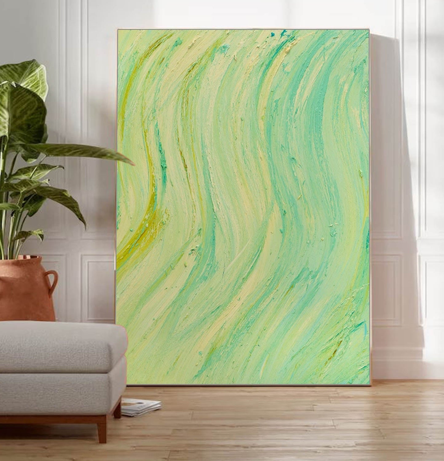 Spring Current - Green and Yellow Smooth Texture Painting