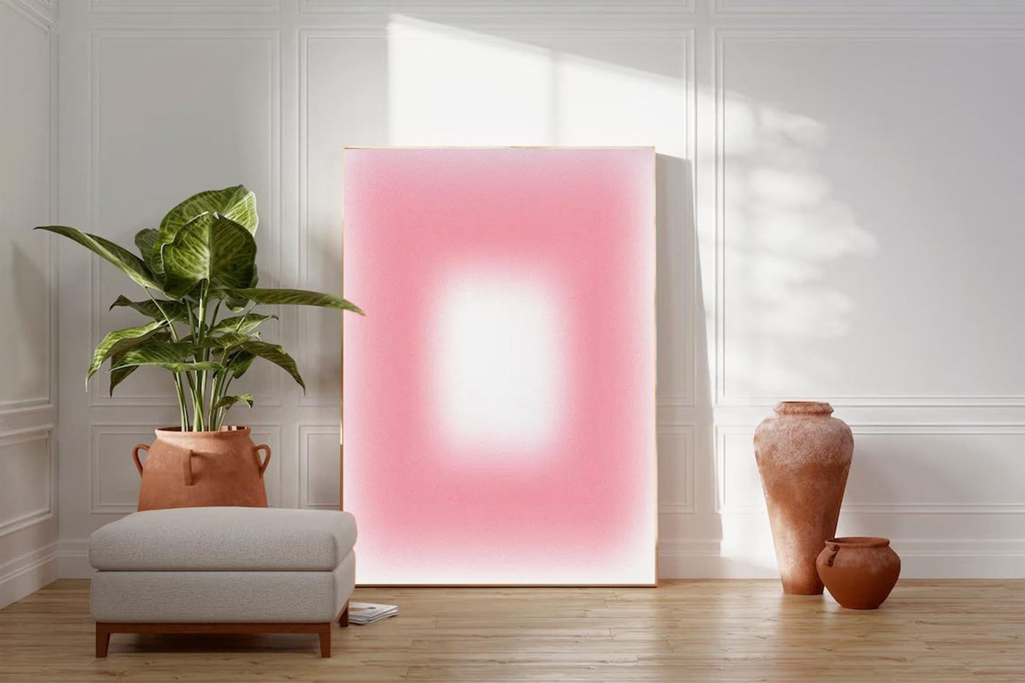 Aura Glow - Minimalist Pink Abstract Art with Soft Gradient