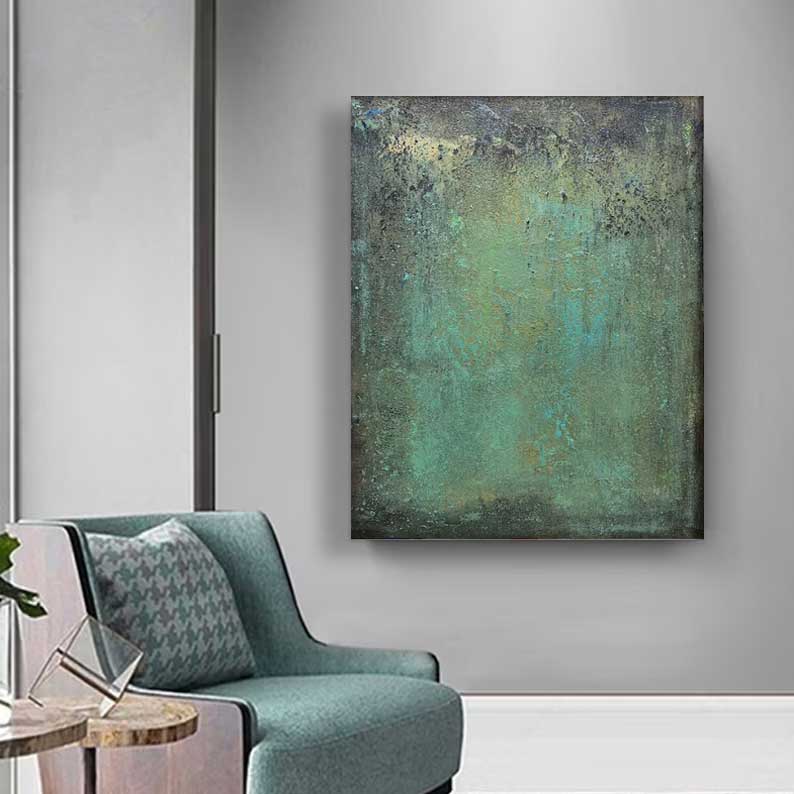 Raw Element - Moody Green and Black Industrial Wall Art