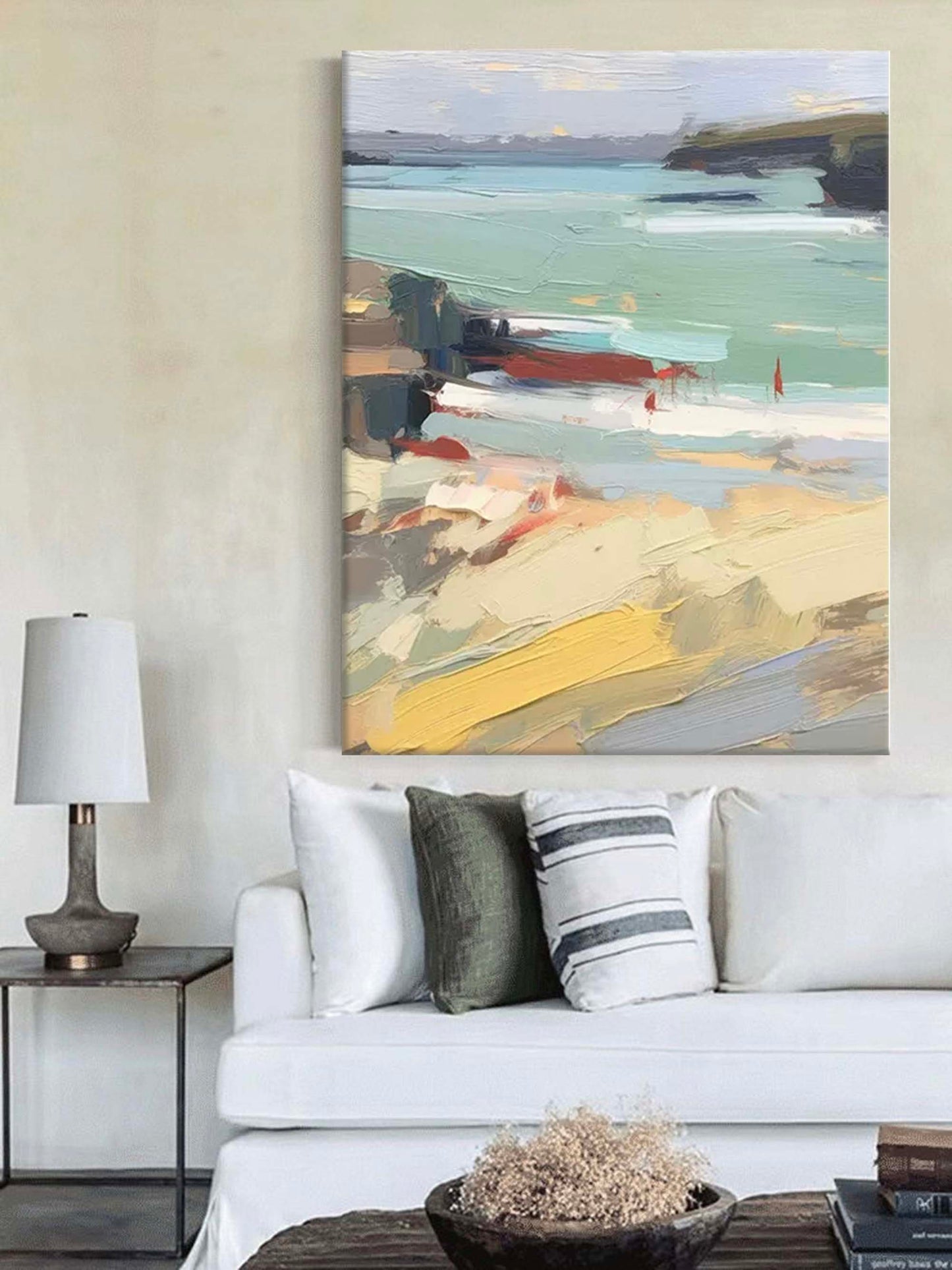 Windswept Shore - Textured Coastal Wall Art in Impressionist Style