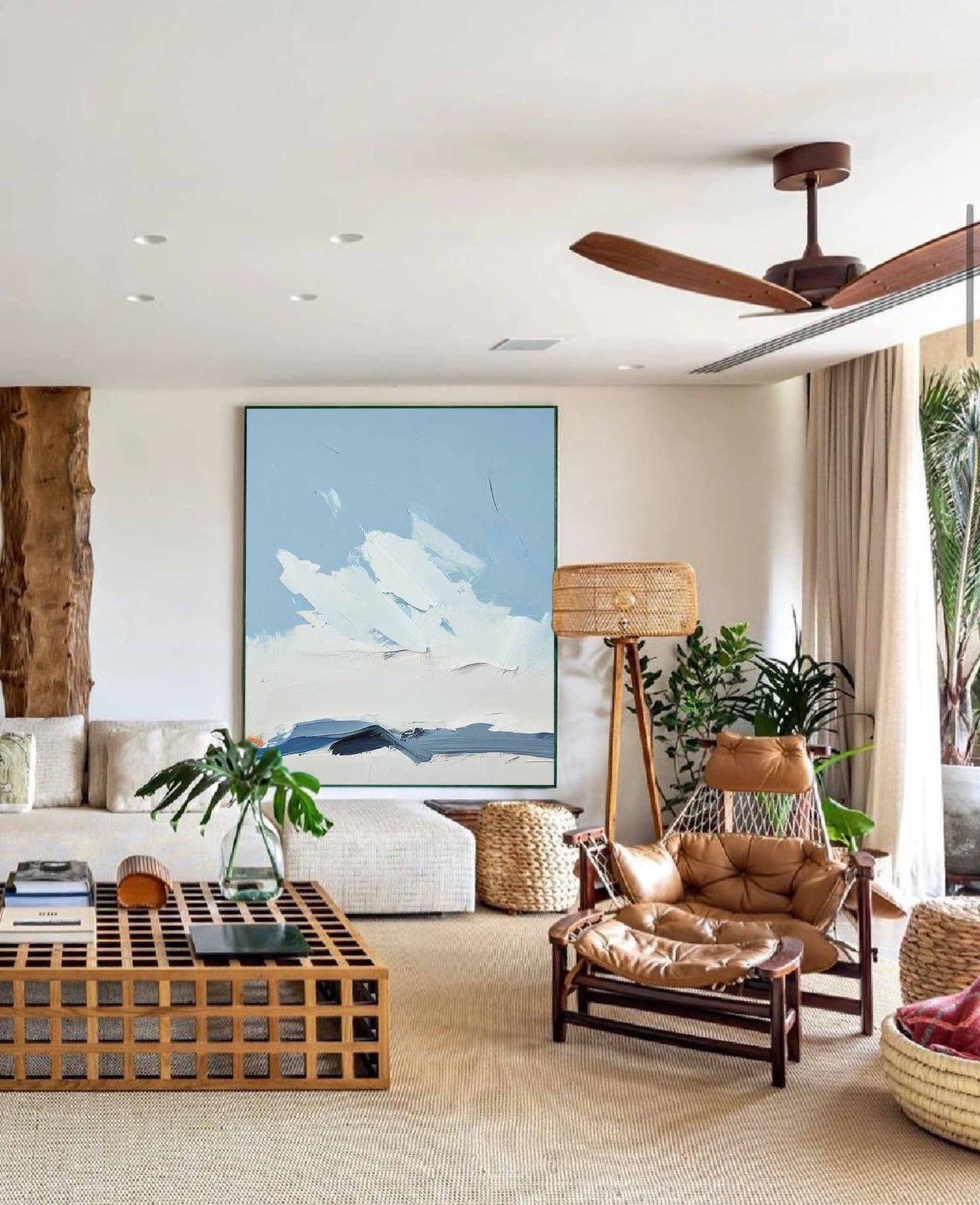 Winter Peak - Blue and White Mountain Wall Art Canvas