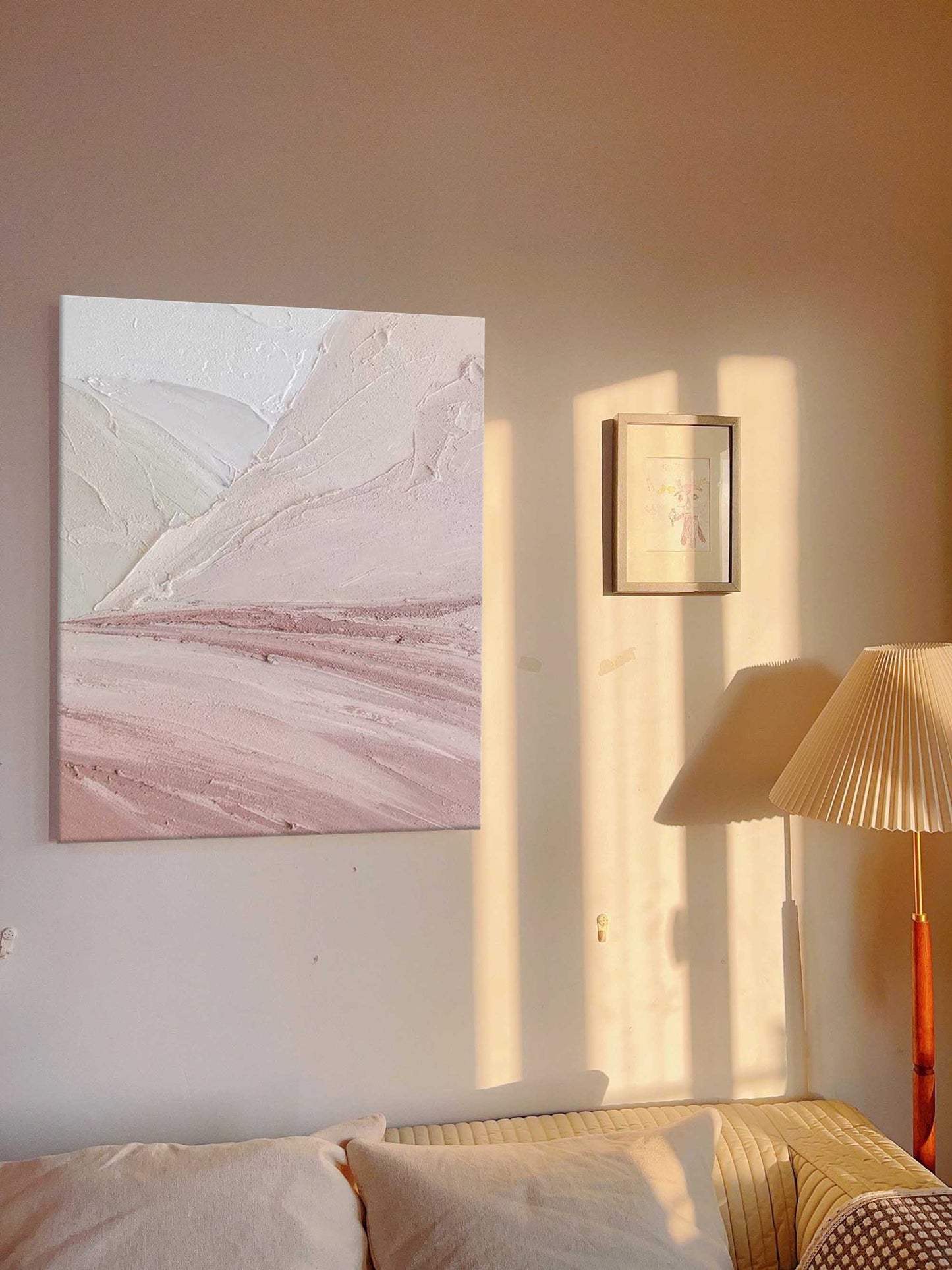 Blush Horizons - Pink Textured Wall Art Abstract Landscape Painting
