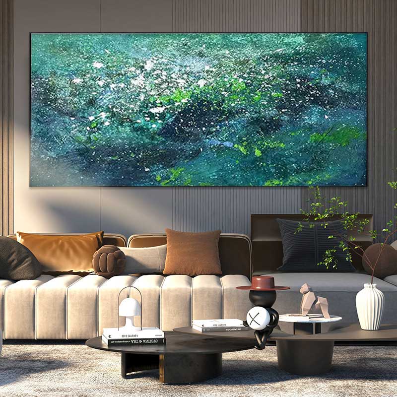 Emerald Depths - Large Textured Green Abstract Painting