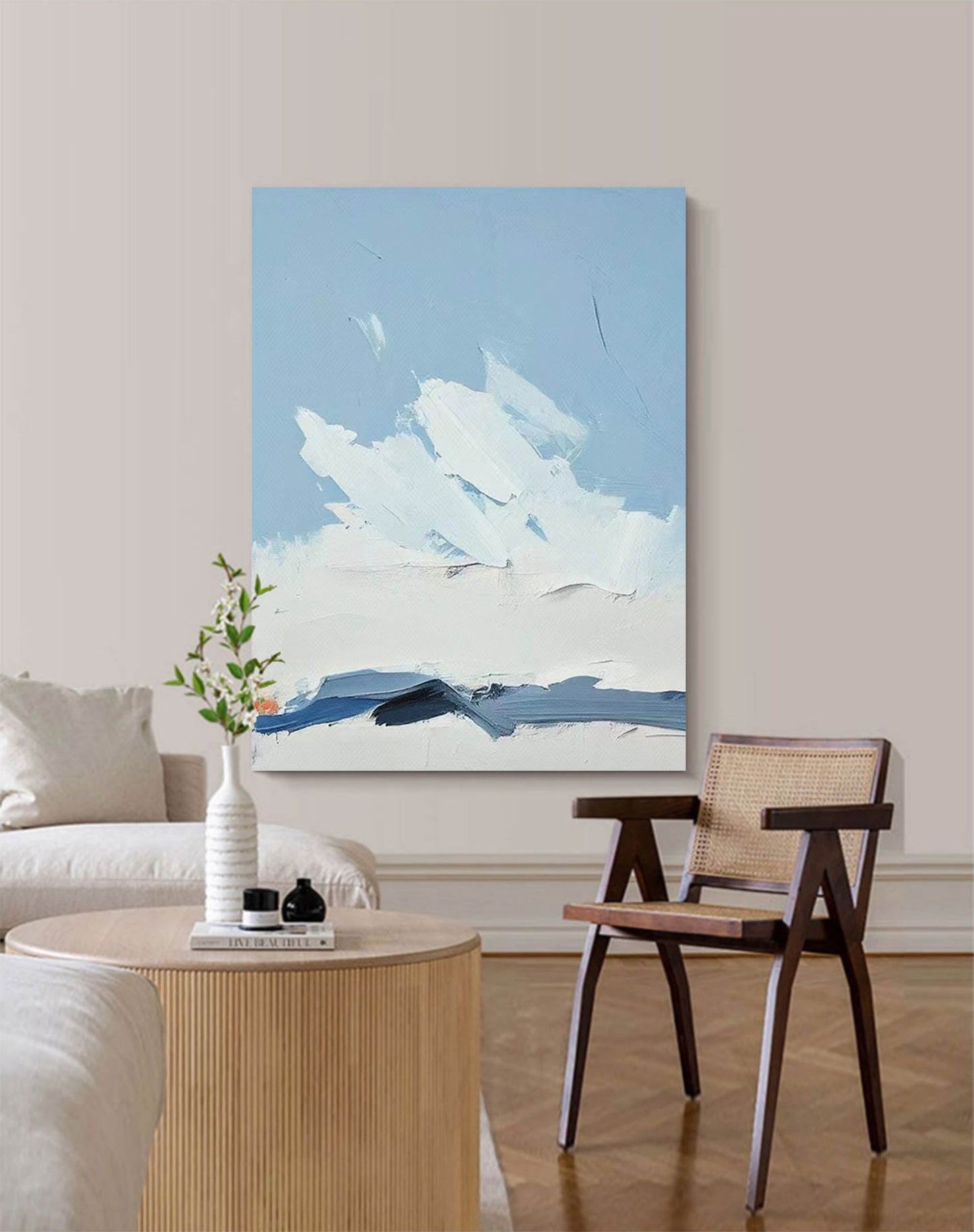 Winter Peak - Blue and White Mountain Wall Art Canvas