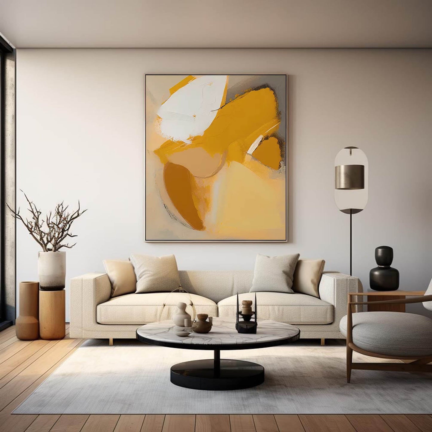 Ochre & Ash - Bold Modern Yellow and Gray Wall Art