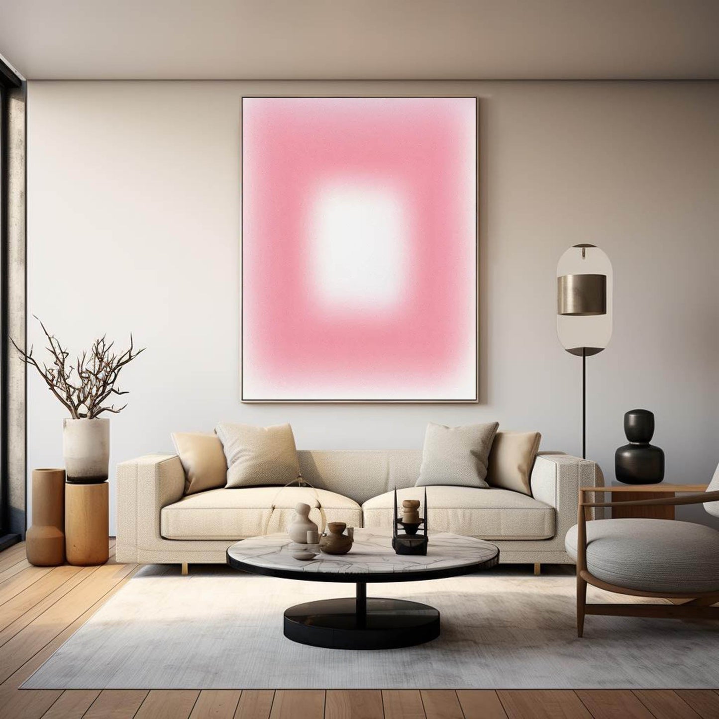 Aura Glow - Minimalist Pink Abstract Art with Soft Gradient