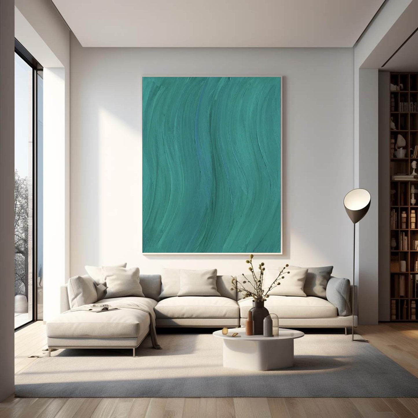 Deep Water - Moody Teal Abstract Painting with Flowing Texture