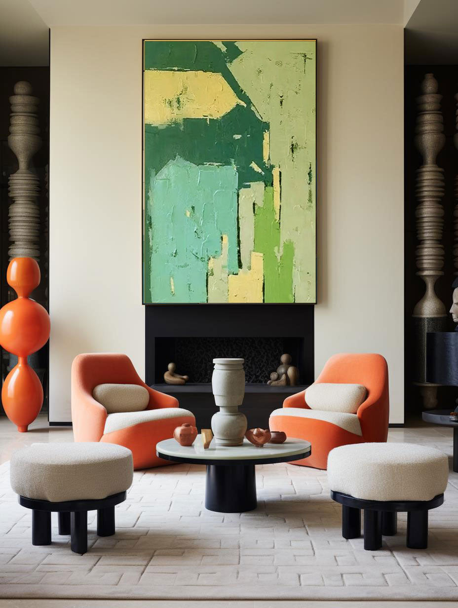 Forest Blocks - Green Abstract Wall Art Textured Earthy Canvas