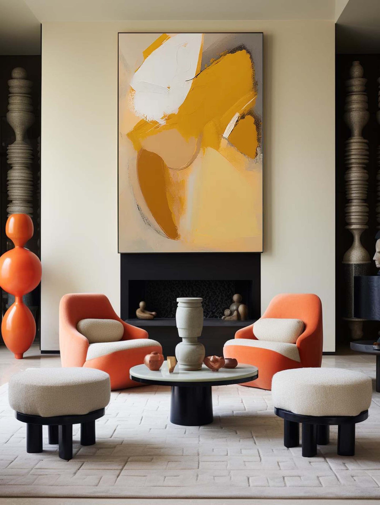 Ochre & Ash - Bold Modern Yellow and Gray Wall Art