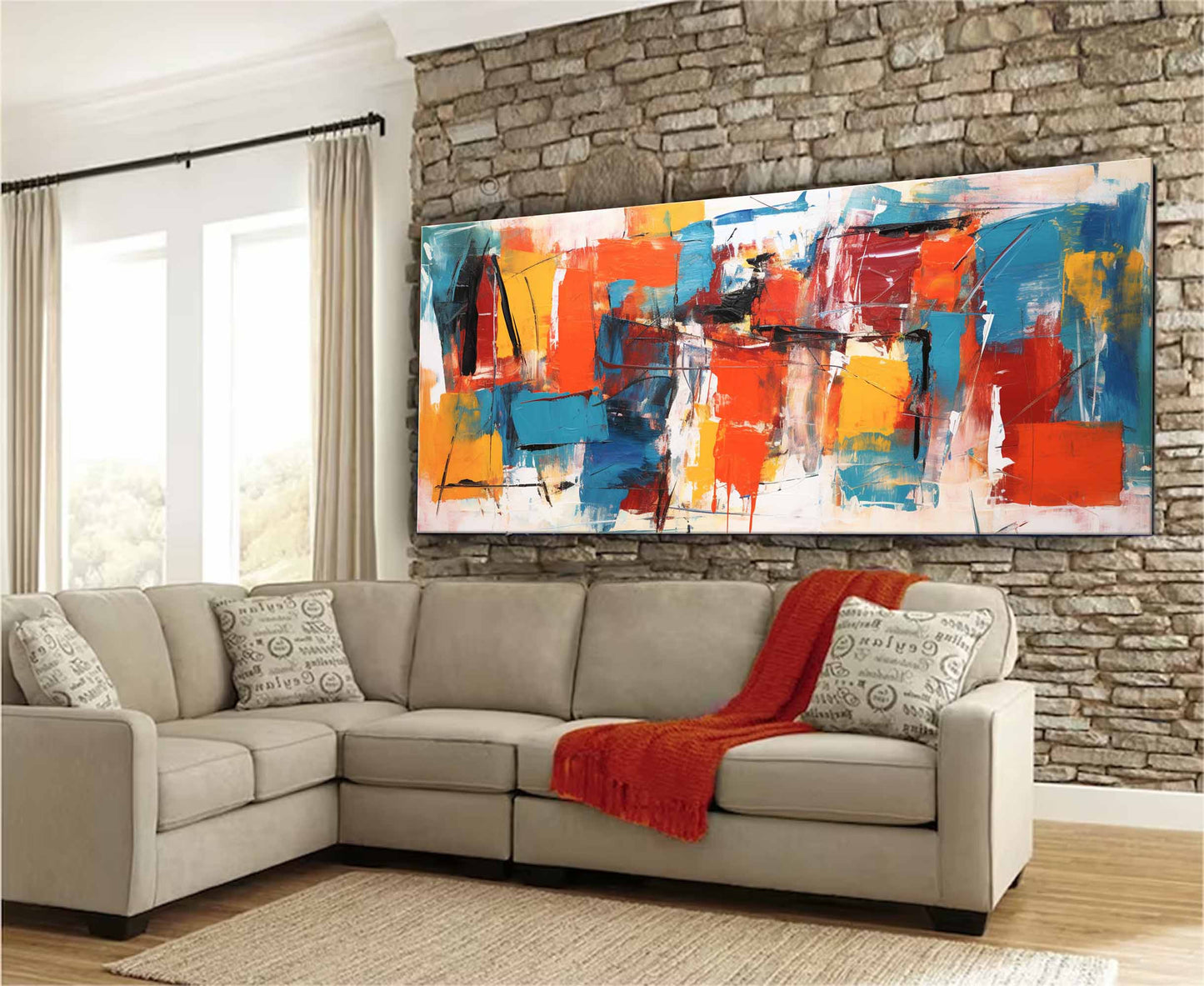 Urban Pulse - Large Abstract Horizontal Art, Contemporary Painting