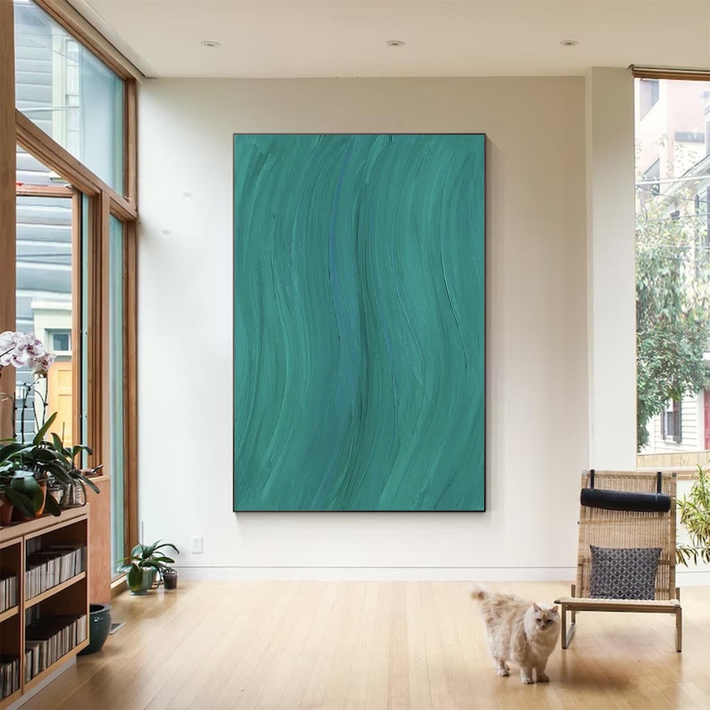 Deep Water - Moody Teal Abstract Painting with Flowing Texture