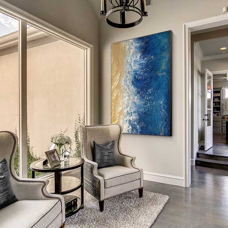 Ocean Vista - Textured Beach Scene Wall Art, 3D Coastal Painting