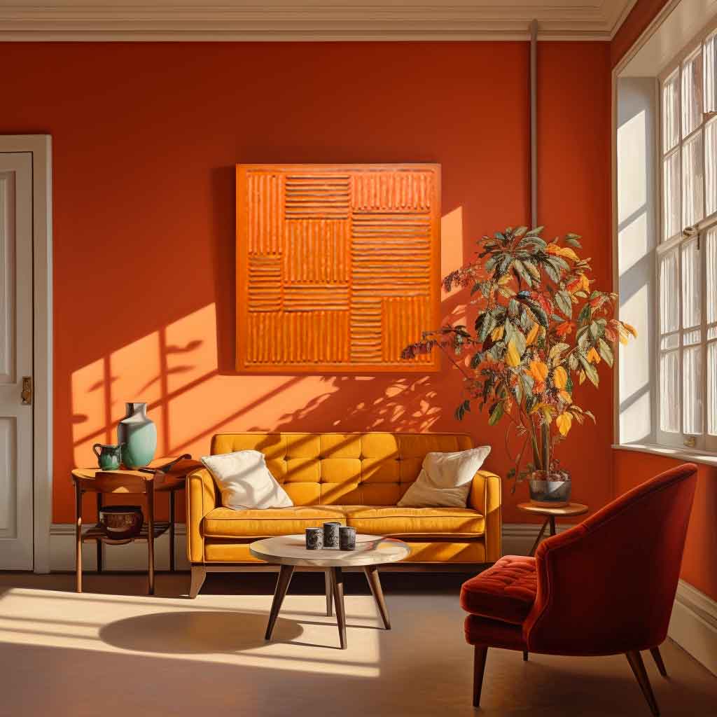 Terra Grid - Textured Burnt Orange Geometric Abstract Wall Art