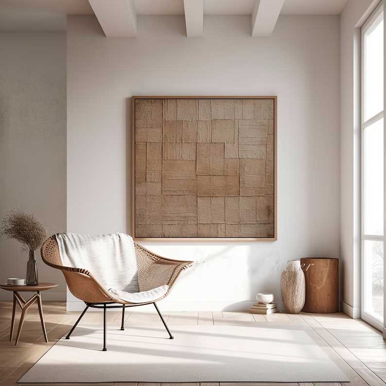 Woven Earth - Brown Minimalist Rustic Wall Art with Texture
