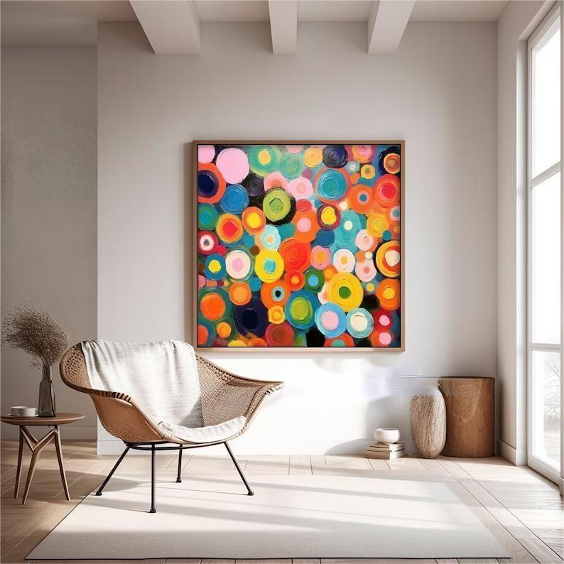 Joyful Circles - Vibrant and Funky Wall Art, Happy Abstract Painting
