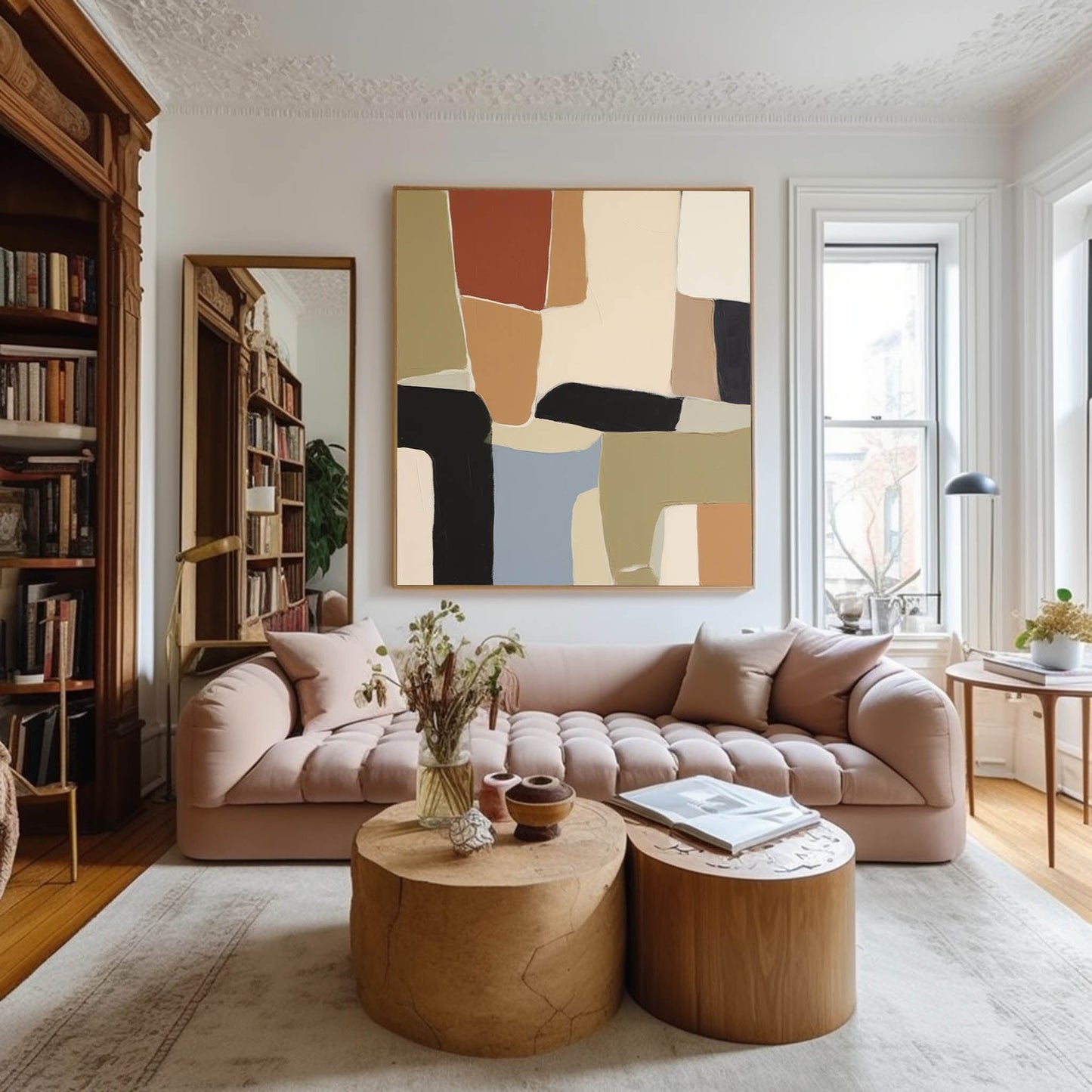 Geo Structure - Modern Minimal Black Abstract Wall Art in Earth Tones