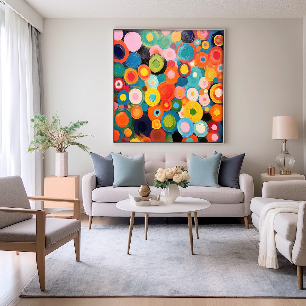 Joyful Circles - Vibrant and Funky Wall Art, Happy Abstract Painting