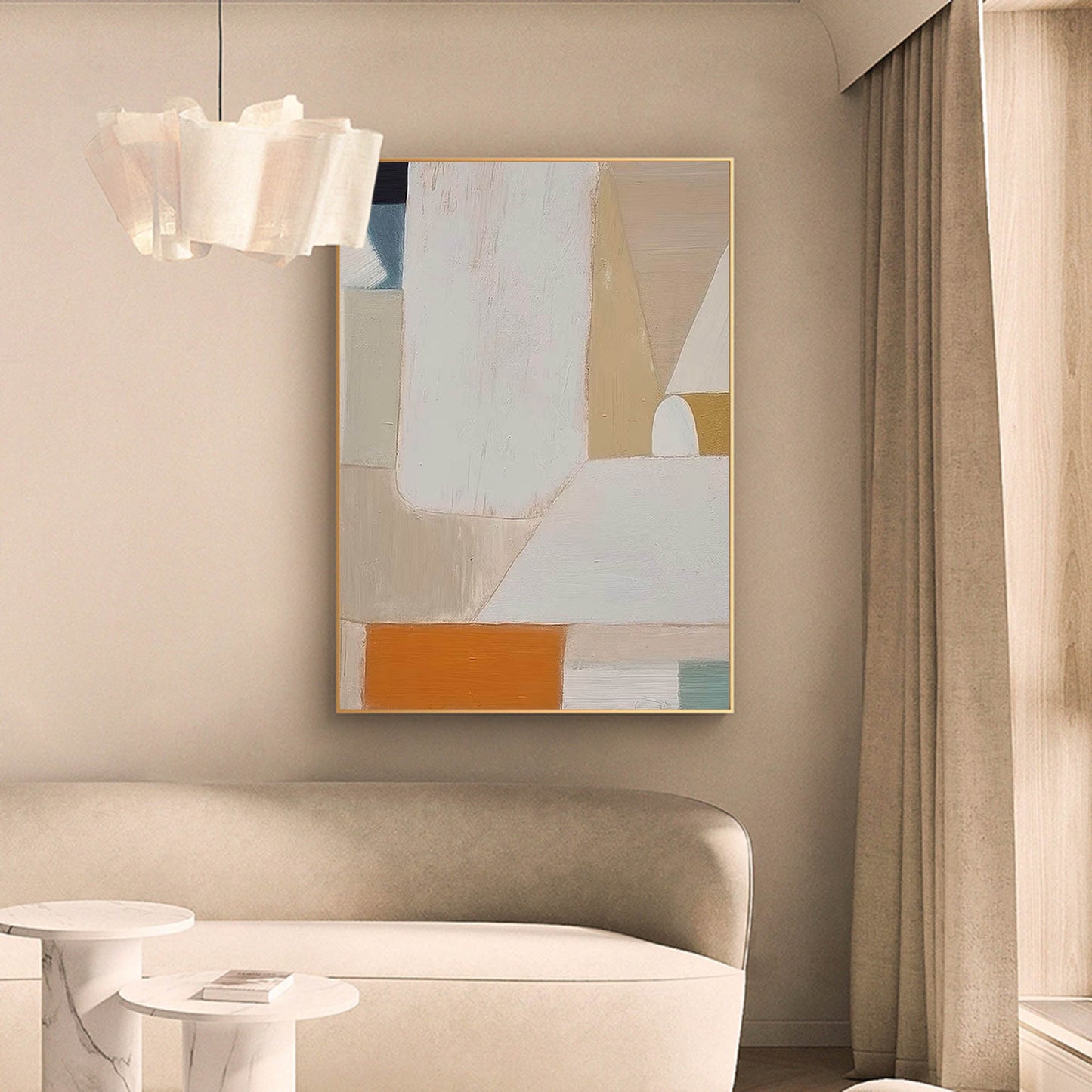 Architectural Calm - Beige Wall art Minimalist Geometric Canvas