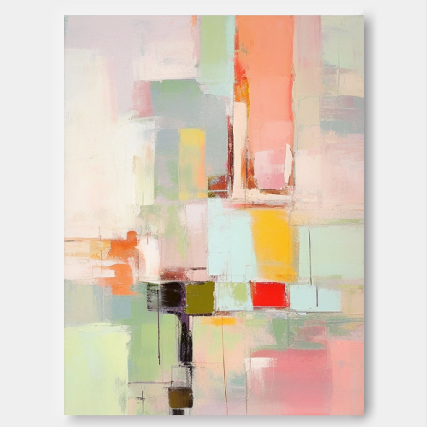 Ethereal City - Light Wall Art Pastel Abstract Canvas