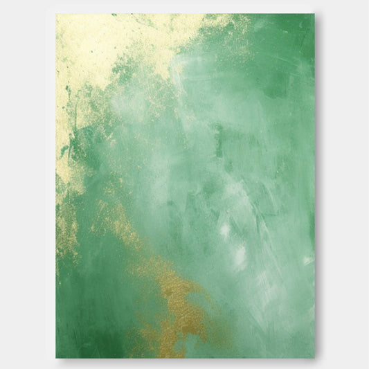 Emerald Haze - Sage Green and Gold Abstract Wall Art on Canvas