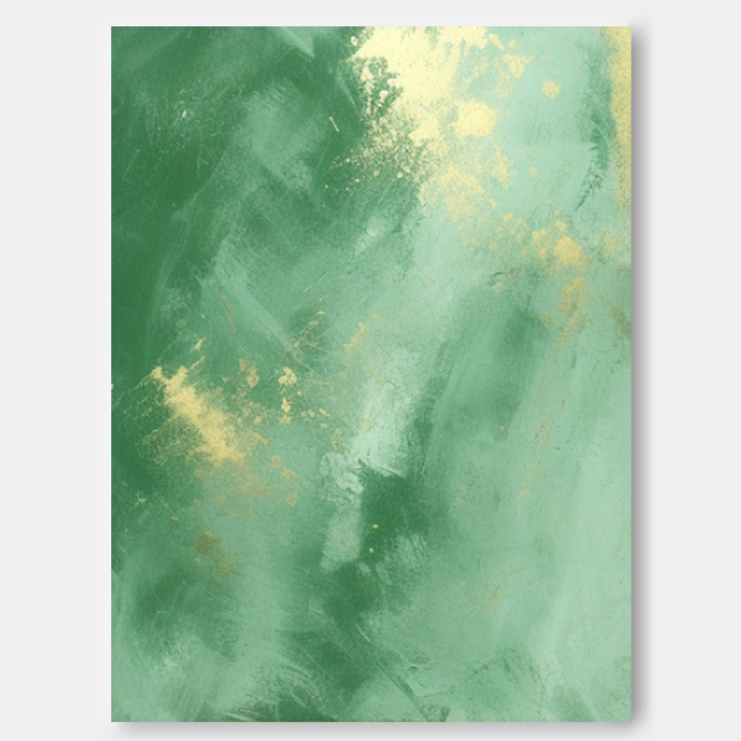 Verdant Luxury - Dark Green and Gold Abstract Canvas Artwork