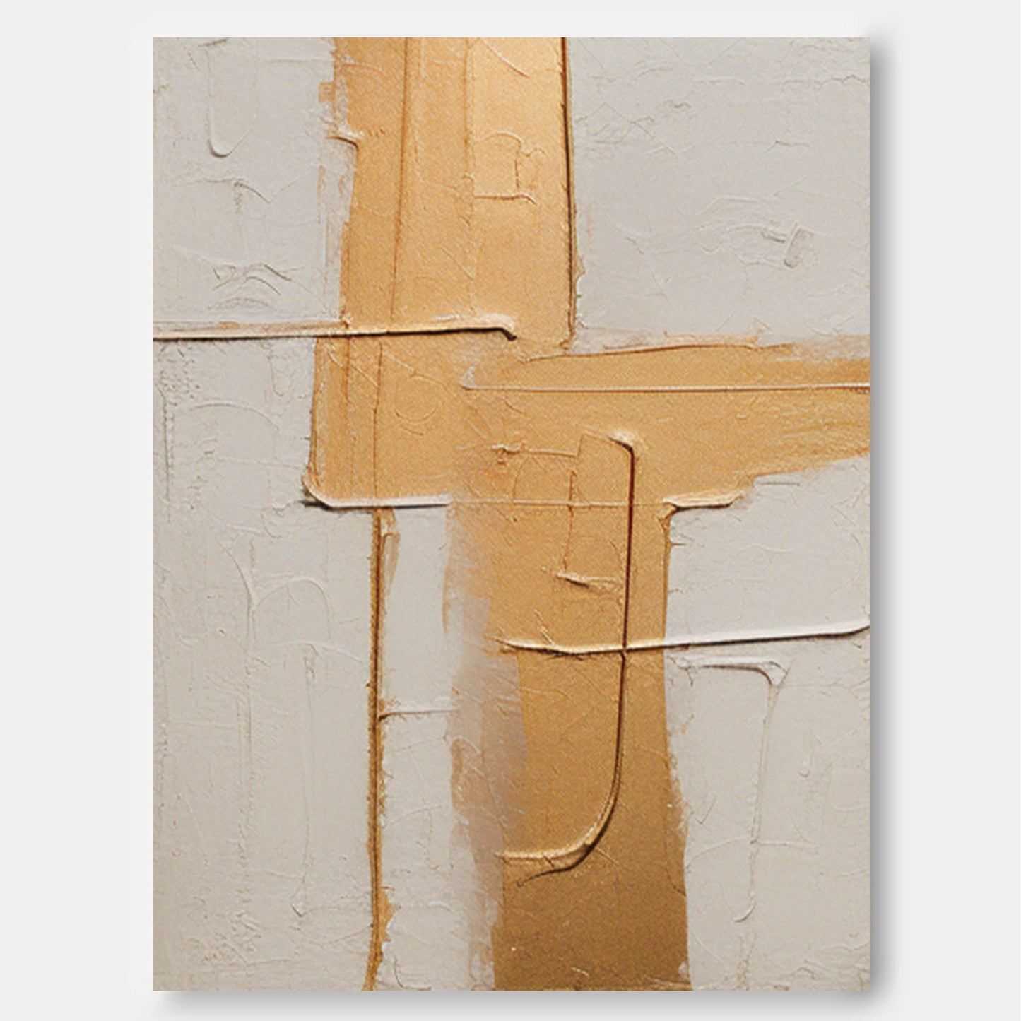 Golden Grid - Gold Textured Wall Art Minimalist Canvas