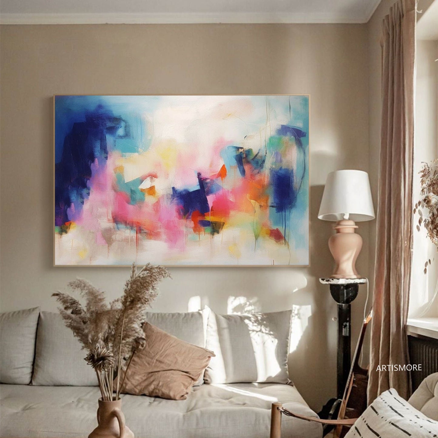 Dreamy Horizon - Large Abstract Art Painting, Colorful Contemporary Art