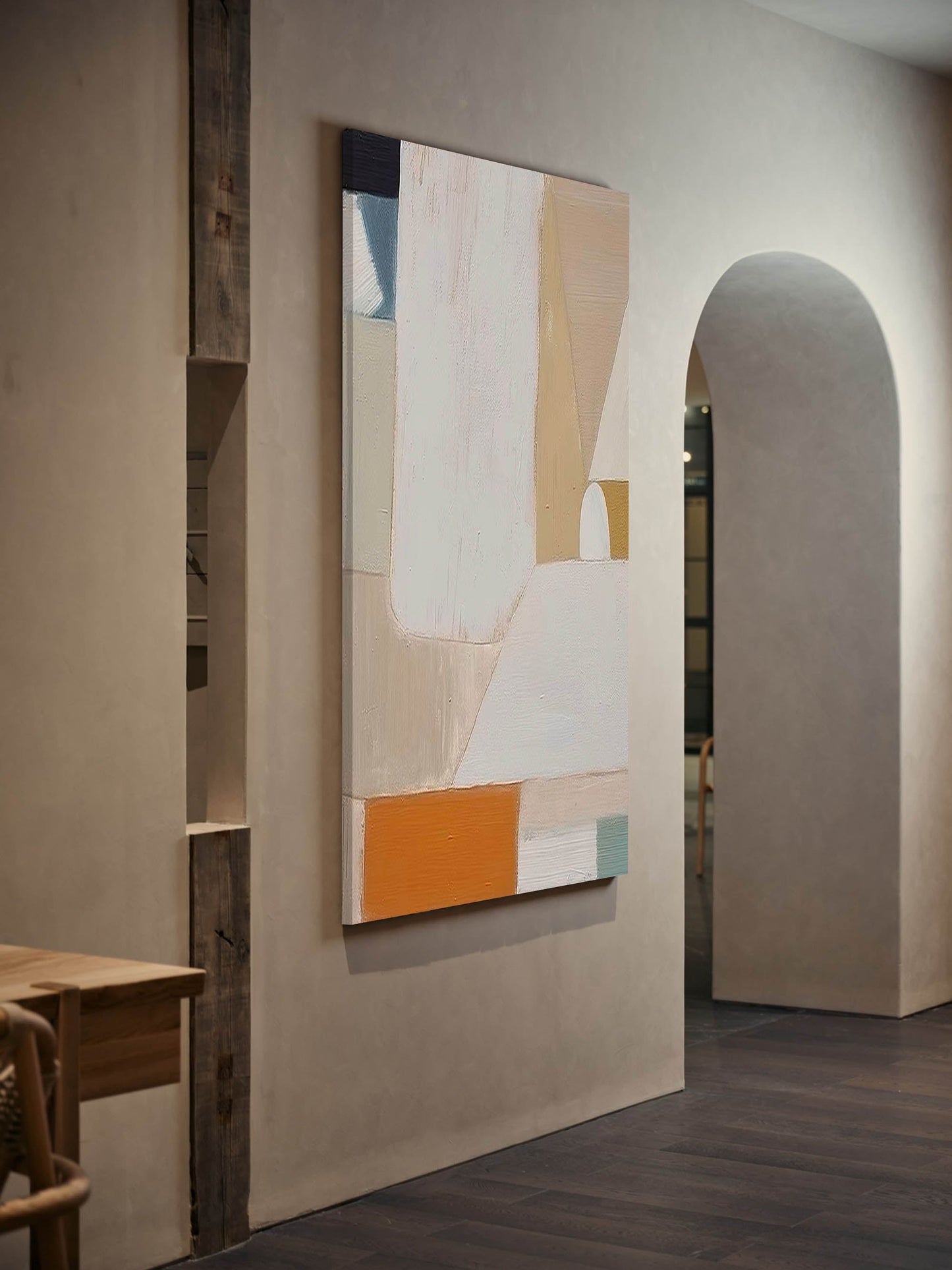 Architectural Calm - Beige Wall art Minimalist Geometric Canvas