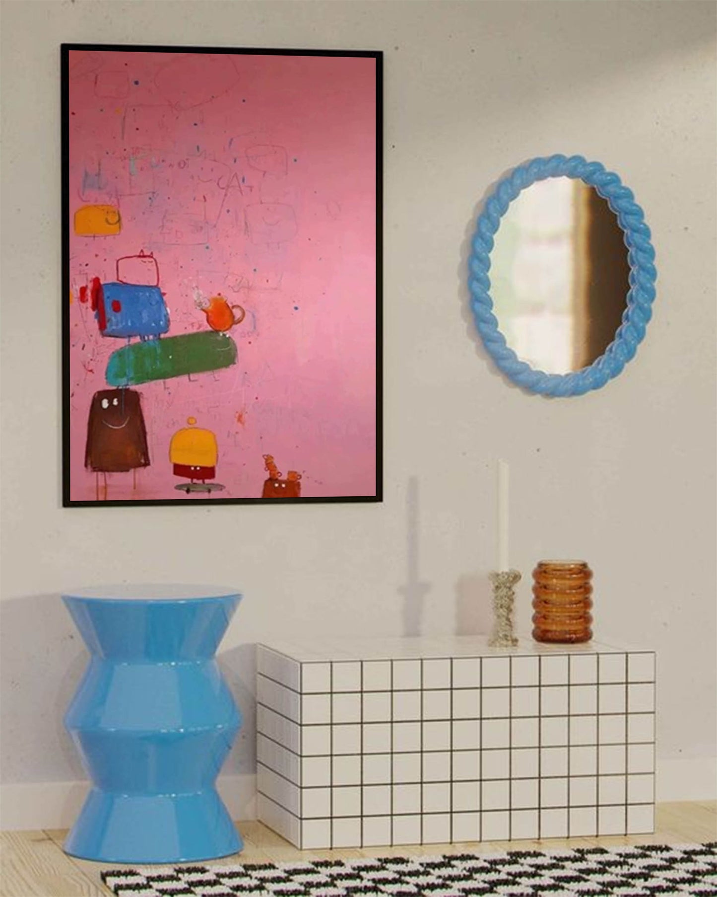 Tea Party Tower - Quirky Wall Art Whimsical Canvas Painting