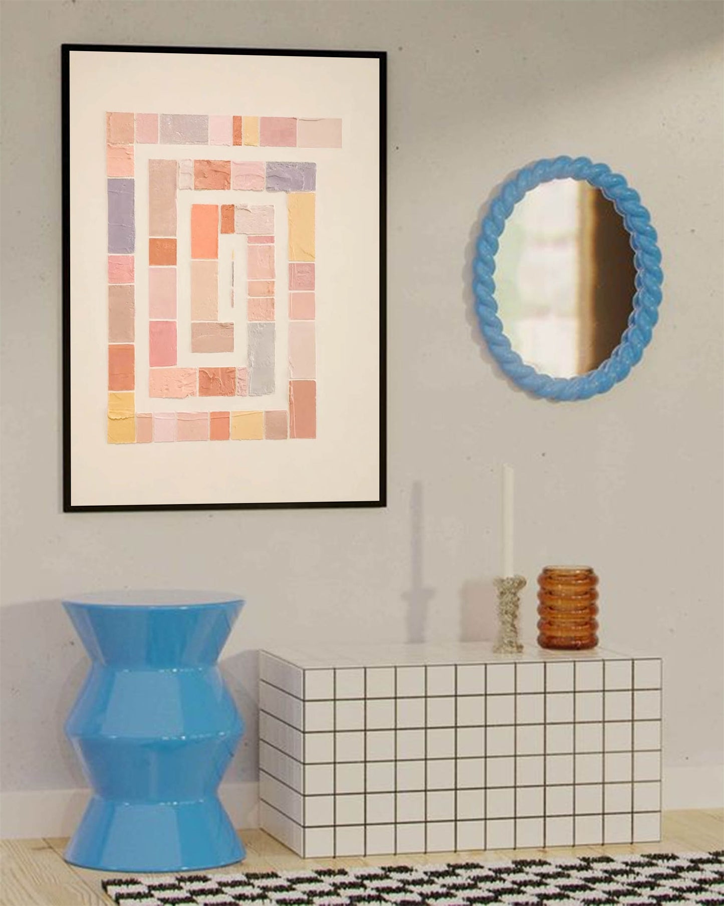Pastel Maze - Minimalist Abstract Art Geometric Canvas