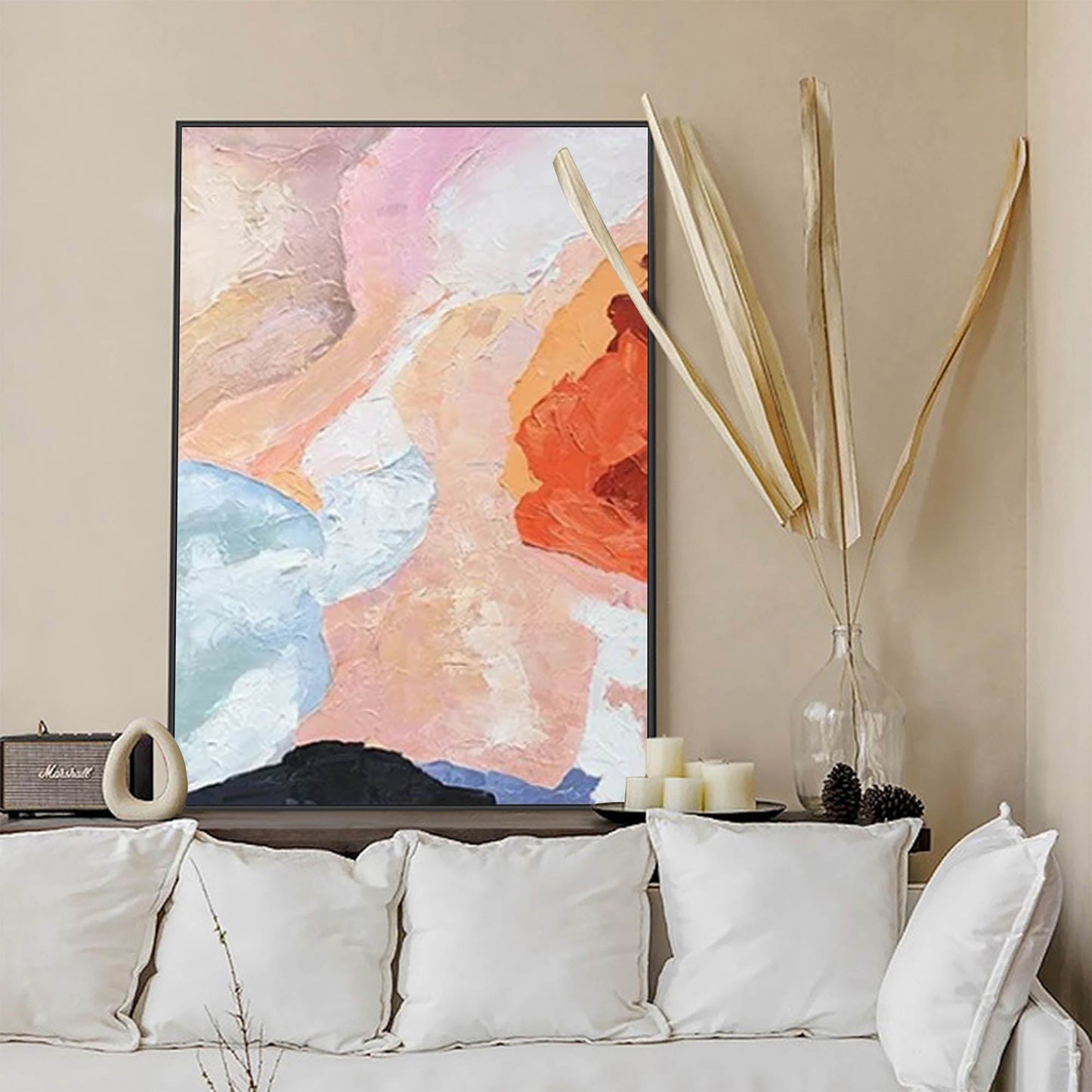 Canyon Bloom - Blush Pink Wall Art Textured Abstract Canvas