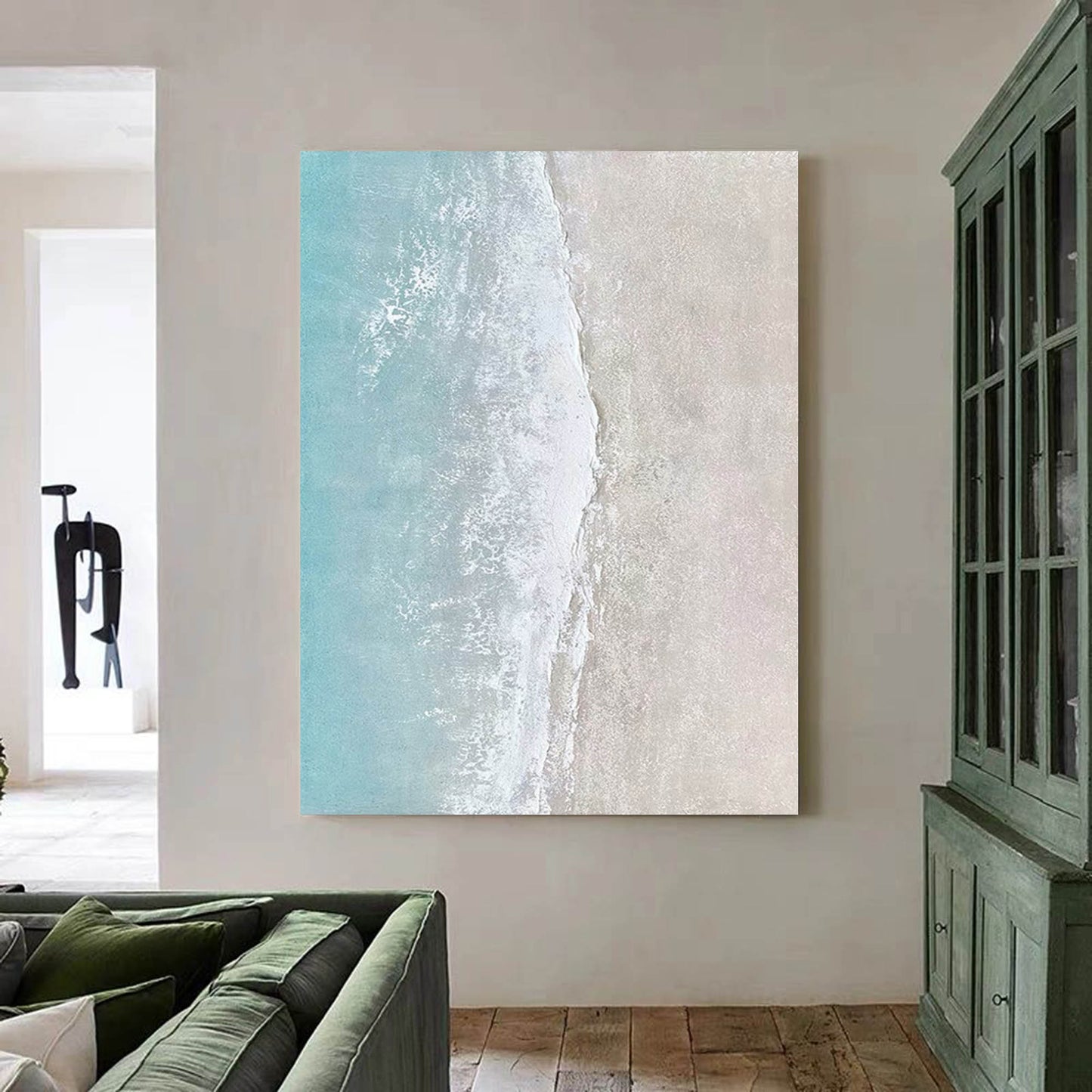 Serene Shore - Beach Wall Art Textured Aerial Ocean Painting