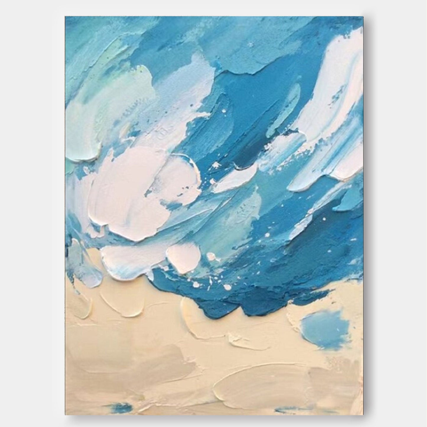 Ocean Crest - Blue Wave Wall Art Textured Coastal Canvas