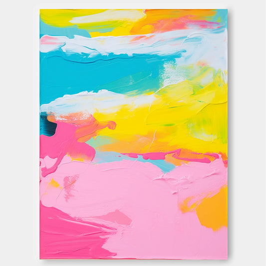 Summer Sorbet - Bright Pink Abstract Artwork with Heavy Texture