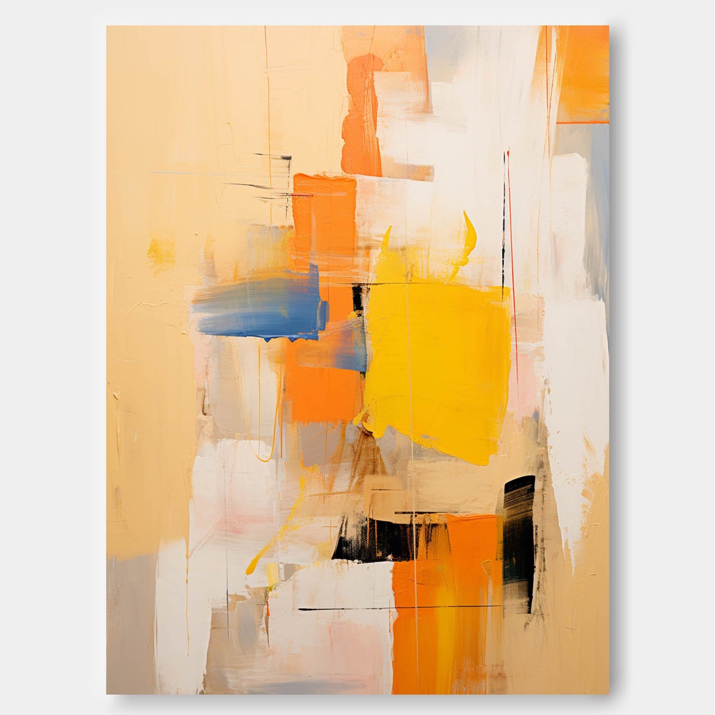 Sunset Cityscape - Yellow and Abstract Orange Wall Art