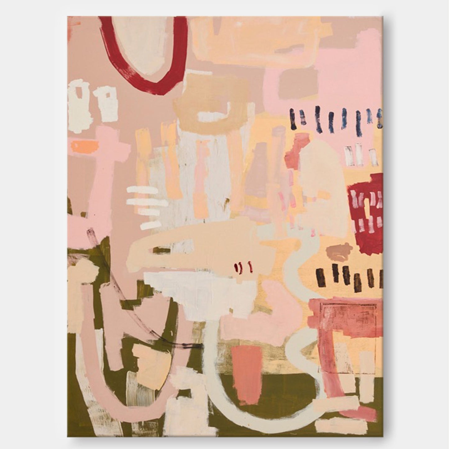 Blushing Chaos - Pink Abstract Wall Art Modern Canvas Painting