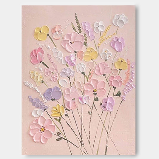 Pastel Garden - 3D Textured Pink Floral Wall Art Painting