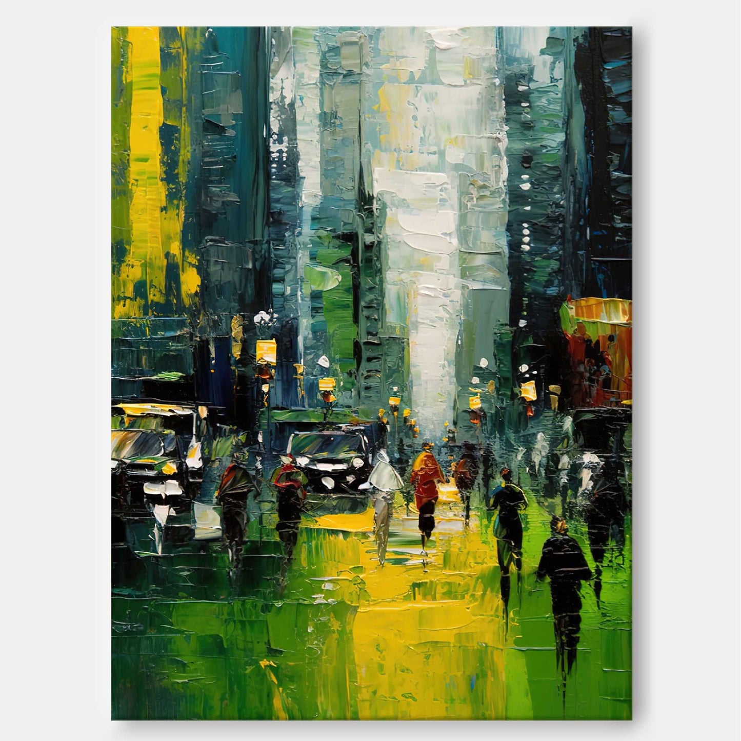 City Rain - Modern Wall Art for Living Room Abstract Cityscape Canvas