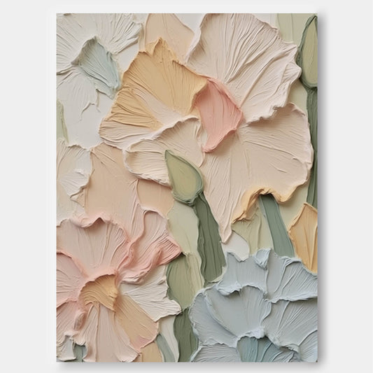 Pastel Garden - Impasto Flower Texture Painting in Soft Hues