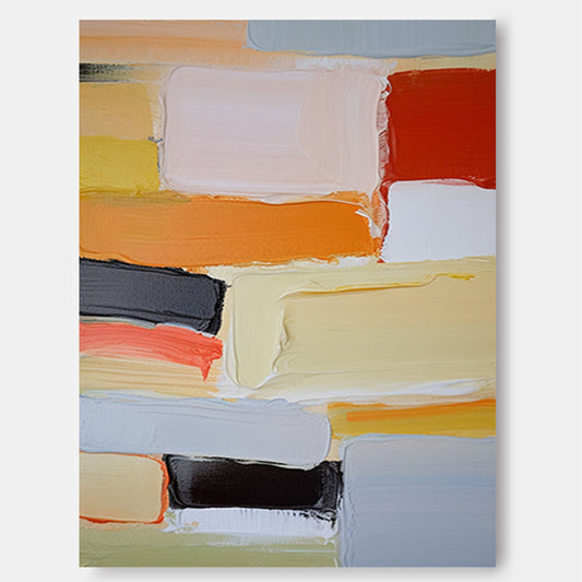 Urban Grid - Textured Abstract Block Painting with Warm Tones