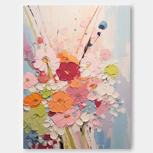 Joyful Bouquet - Colorful Contemporary Wildflower Wall Art