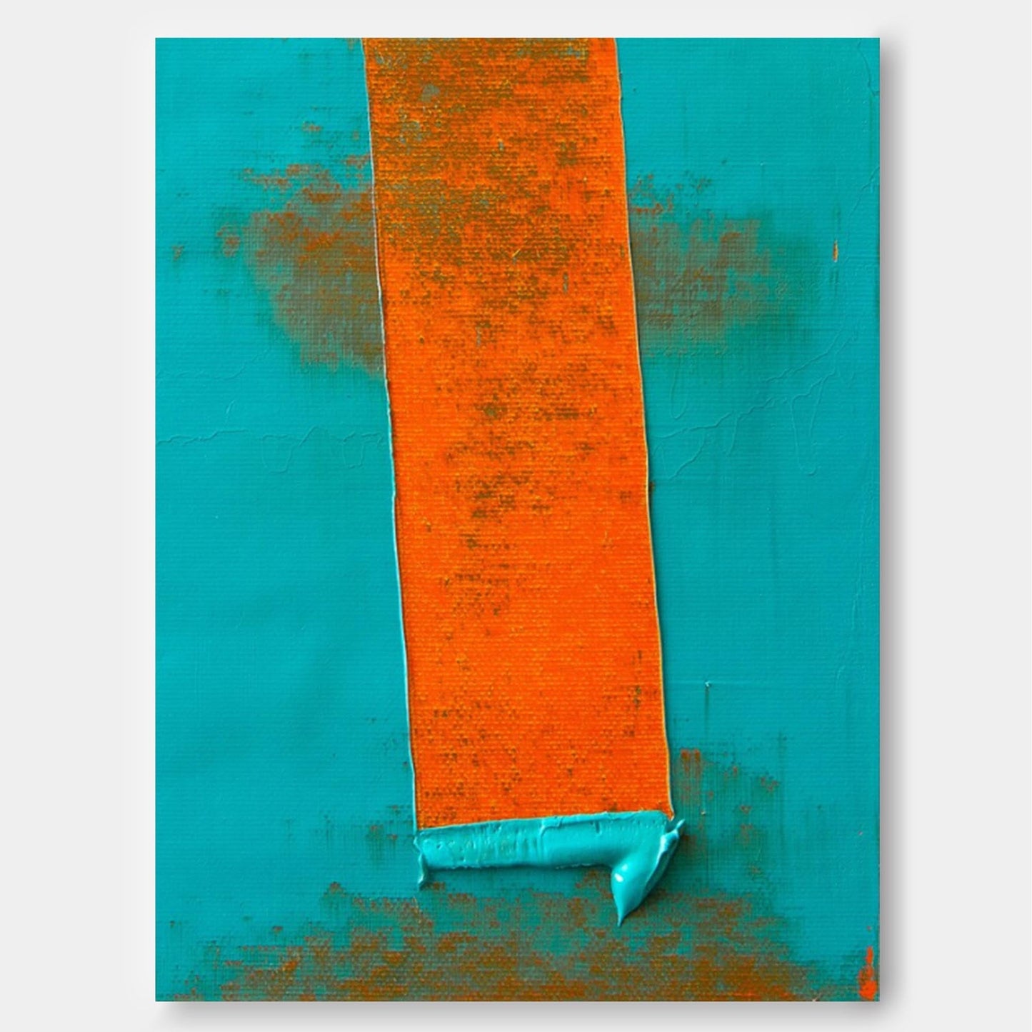 Bold Stripe - Minimalist Teal Orange Wall Art with Heavy Texture
